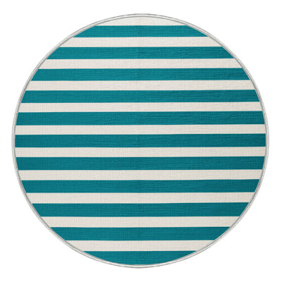 Machine Washable Horizontal Stripes White Area Rug