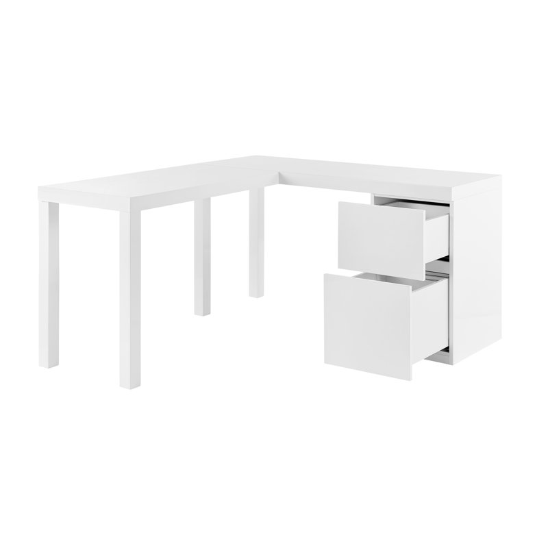 Tresero L-Desk, High Gloss White