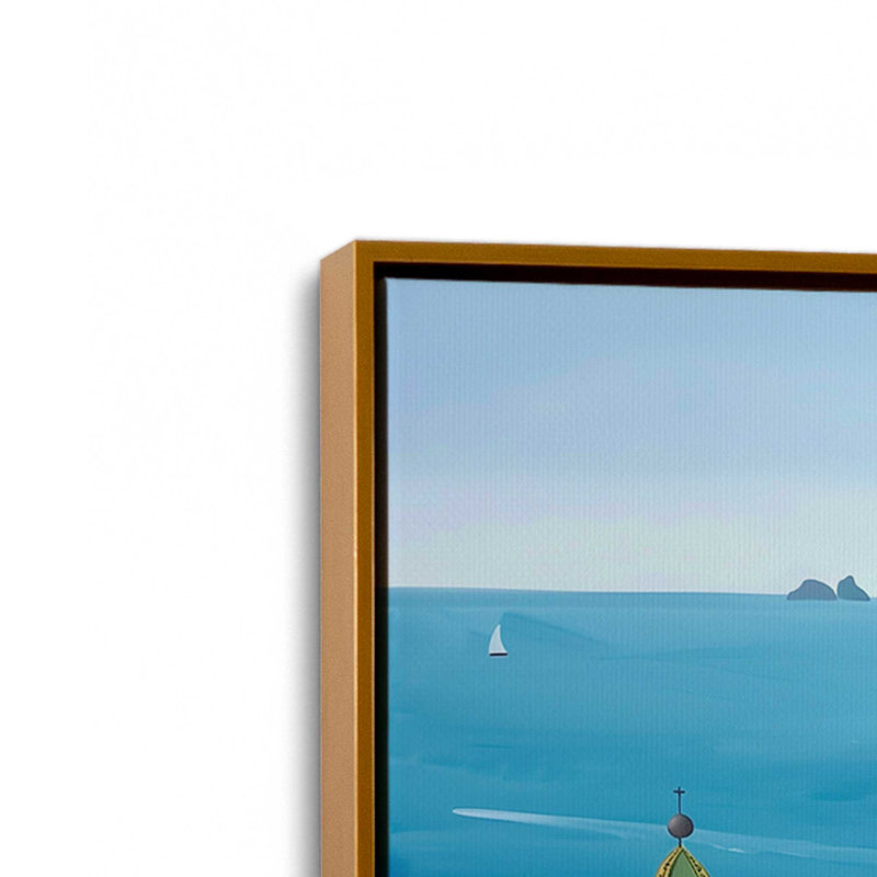 Amalfi Blue Horiz, H 12,75 po x l 18,75 po, Cadre flottant, Or poli