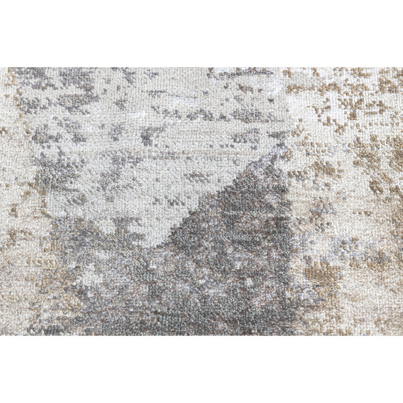 High-Quality Hand-Knotted Grey And Silver Area Rug, Rectangle 5' x 8'