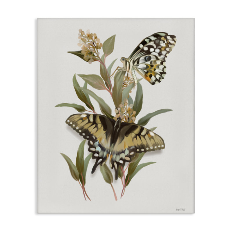 Toile d'herbe verte Butterfly Grove, design par House Fenway, H 20 po x l 16 po