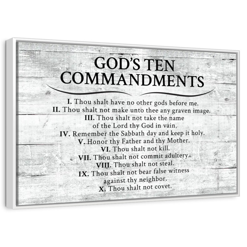 Dix commandements gris, Cadre flottant blanc, 40 po x 27 po