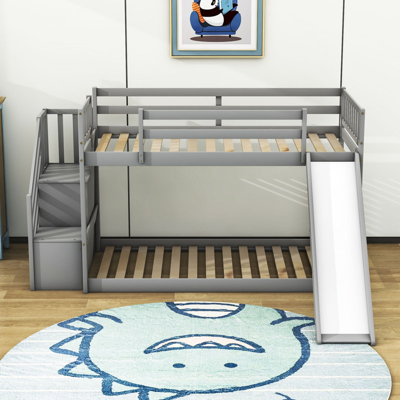 Erynne Kids Twin Over Twin Bunk Bed, Gray