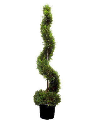 Cypress artificiel en spirale topiaire en pot