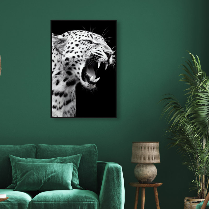Leopard Roar Animals Canvas Print by Oliver Gal, Black Frame, 10 x 15, 25"H x 37"W, Black Floater Frame