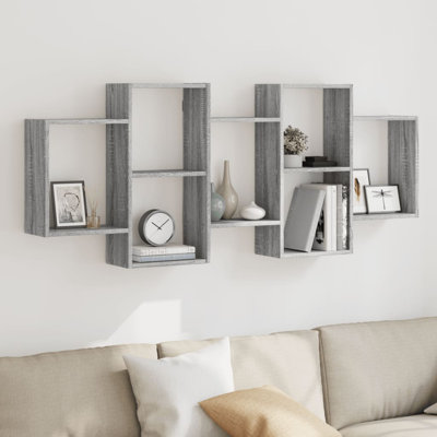 Tablette murale vidaXL en bois d'ingénierie gris Sonoma 62,6 x 7,1 x 25,6 po