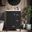 Meuble-lavabo moderne peu encombrant avec lavabo, conception en bois noir