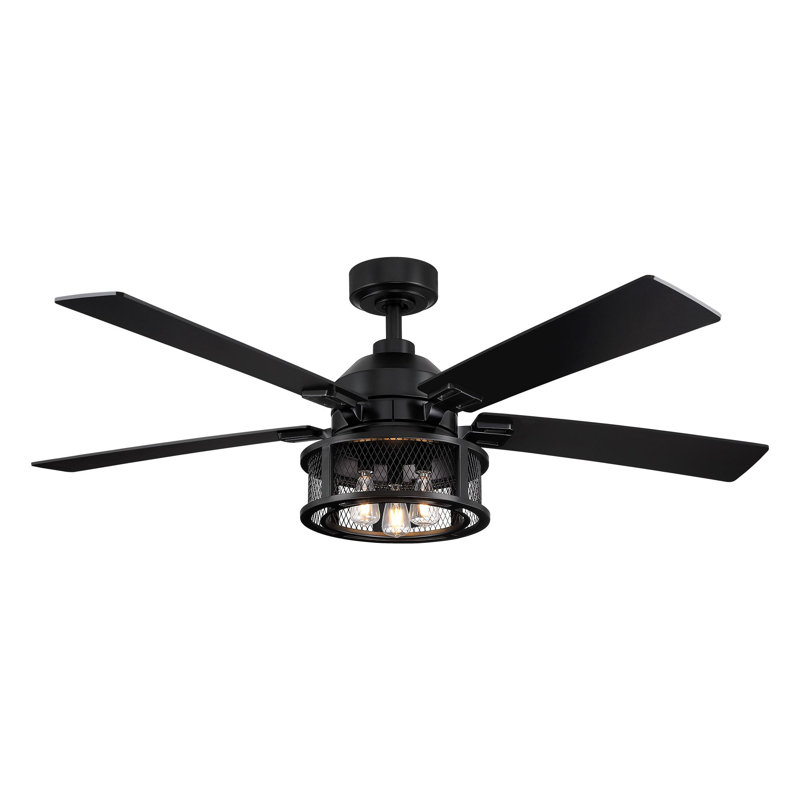 Ventilateur de plafond standard à 5 pales 52 po avec télécommande et ensemble d'éclairage inclus Rippeon