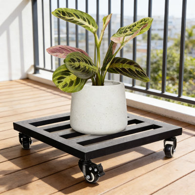 Heavy Duty Plant Caddy With Wheels - 385 Lb Capacity Rolling Plant Stand, 14 Inch Square Base With Locking Casters For Moving Pots And Household Items