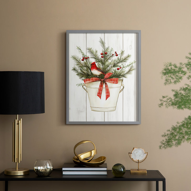 «Christmas Holiday Art», reproduction encadrée Lxxv - bois massif, Gris, H 15 po x l 12 po