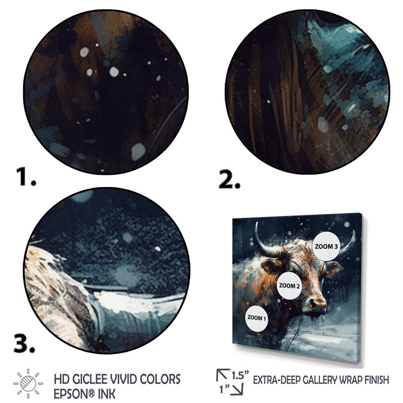 Cow In The Snow II " Cow In The Snow II ", Gold Picture Framed, 24" H x 24" W x 1" D