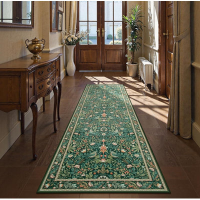 Tapis de couloir bohème floral de 2,4 m, antidérapant, lavable, doux, à motifs botaniques, pour la cuisine