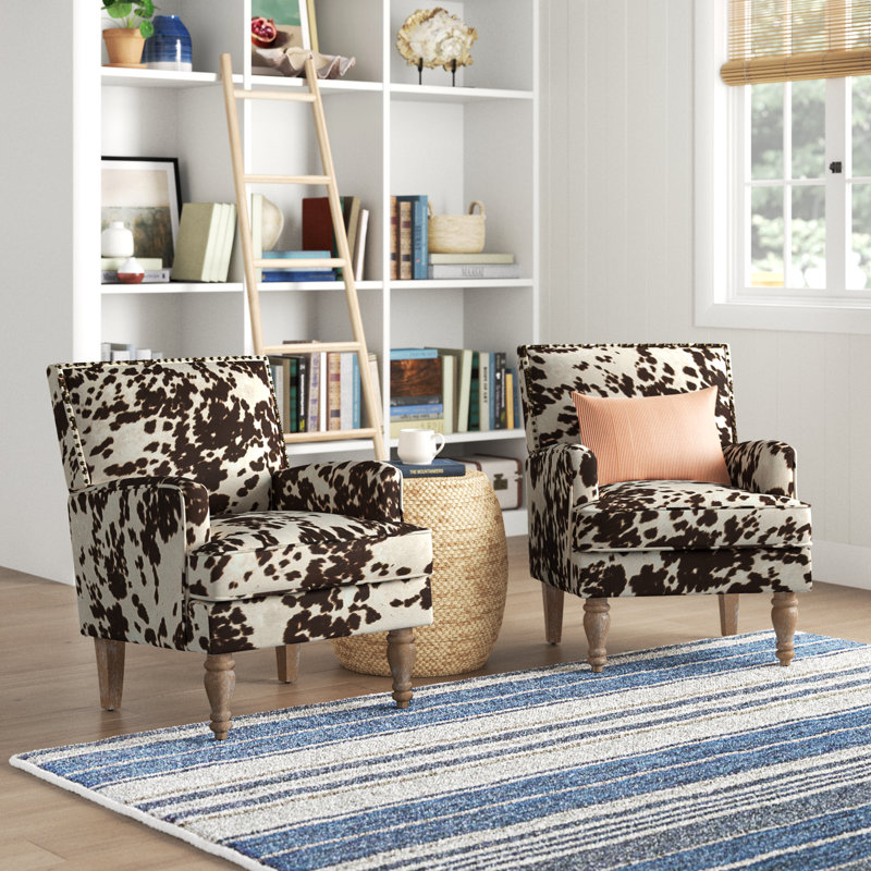 Broughton 26" Wide Polyester Armchair, Cowhide Print Polyester Blend