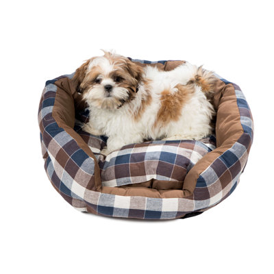 Saira Round Striped Orthopedic Memory Foam Pet Bed