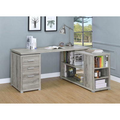 Tona Grey Driftwood 3-Drawer L-Shape Desk