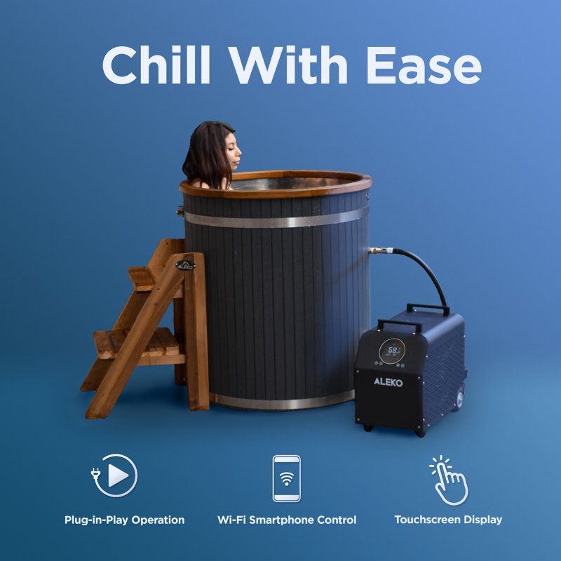 ALEKO Black Electric Cold Plunge Tub with Wi-Fi Control