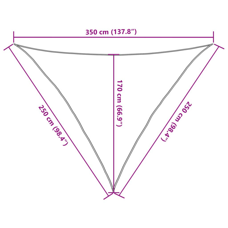 2.5m x 2.5m Triangle Shade Sail, Grey
