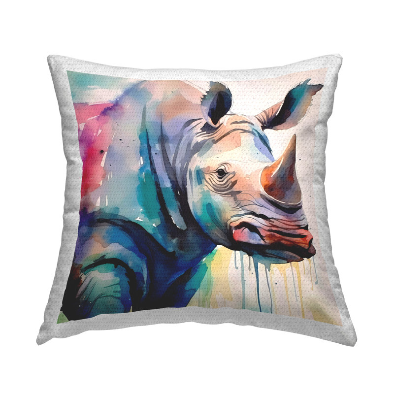 Coussin d'extérieur à imprimé moderne Modern Rhino par Walker Noble