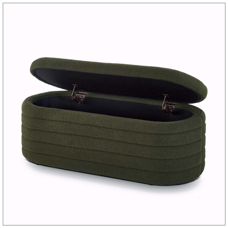 Banc de rangement moderne avec repose-pieds ovale, Dark Green