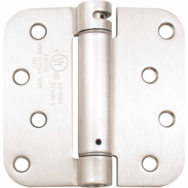 4" H x 4" W Spring Single Door Hinge, Satin Nickel