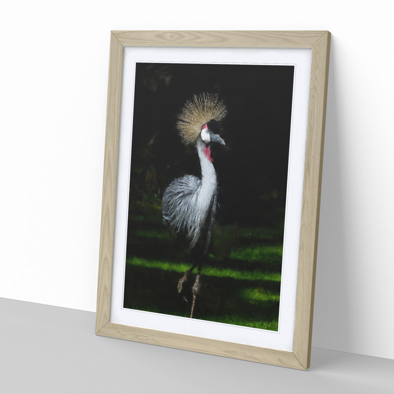 Crane Bird - Picture Frame Painting, Oak Framed, 65cm H x 48cm W x 2cm D