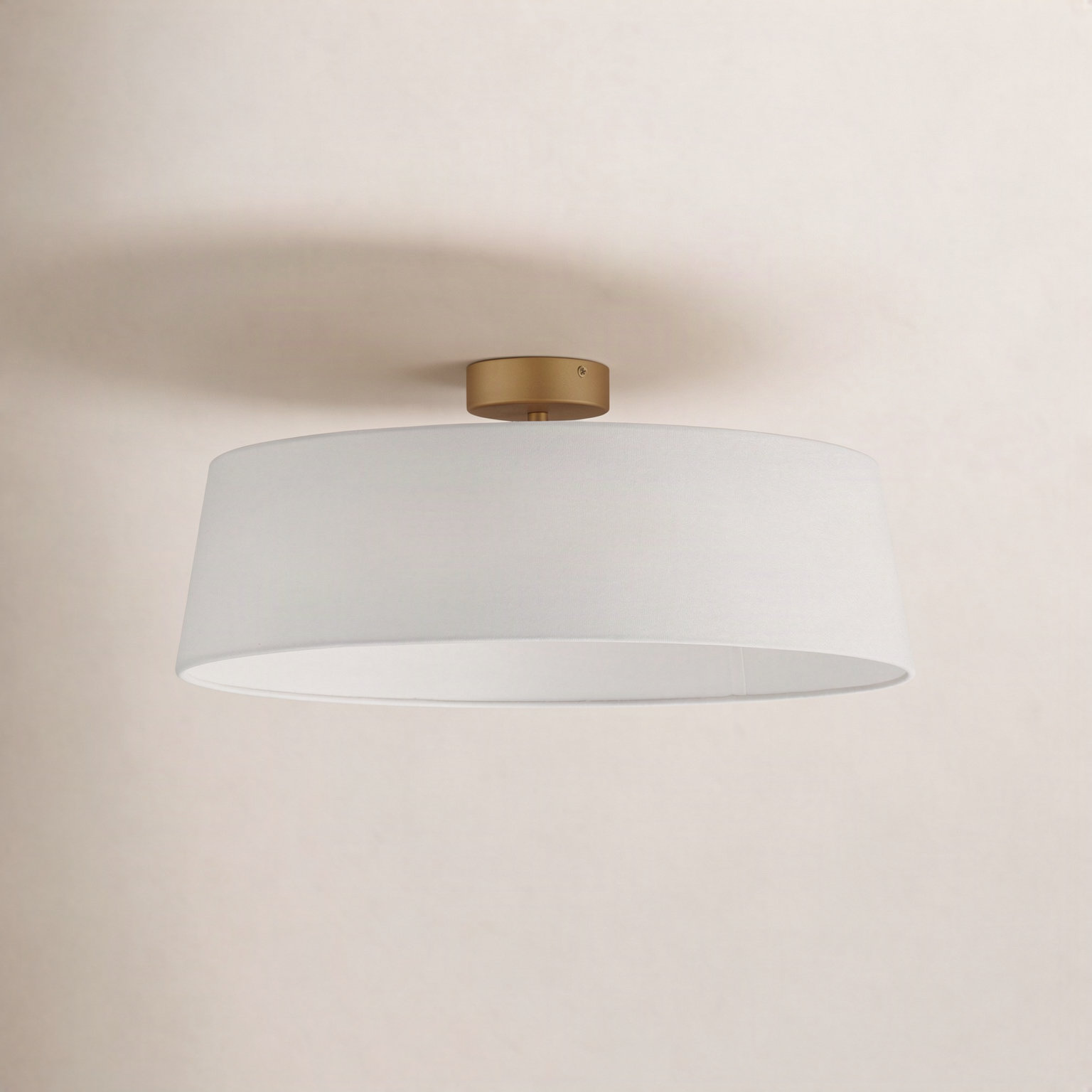 Melva Single Light Linen LED Semi Flush Mount, Natural Aged Brass, 10" H x 21.25" W x 21.25" D