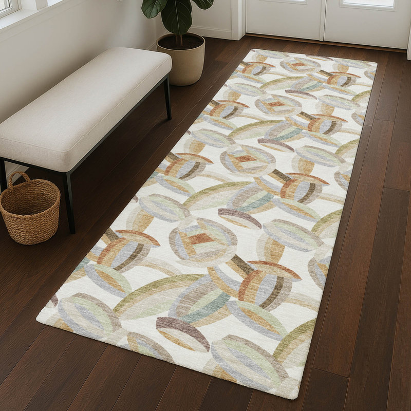 Machine Washable Indoor/Outdoor Chantille ACN2454 Casual Rug, 2'3" x 7'6" Runner, Ivory