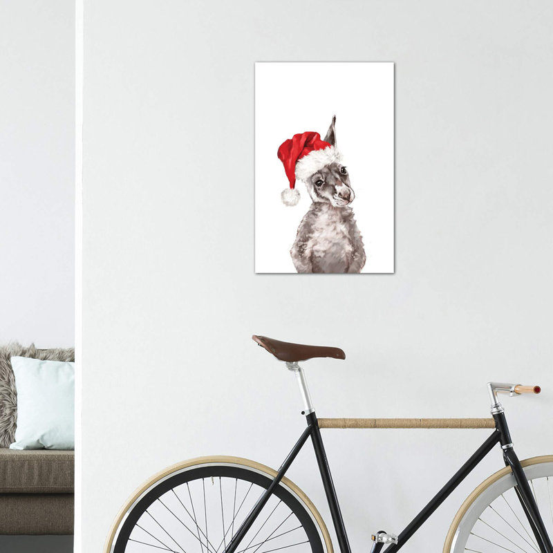 «Christmas Baby Kangaroo» par Big Nose Work - impression d'art graphique, H 12 po x l 8 po x P 0,75 po, Toile tendue