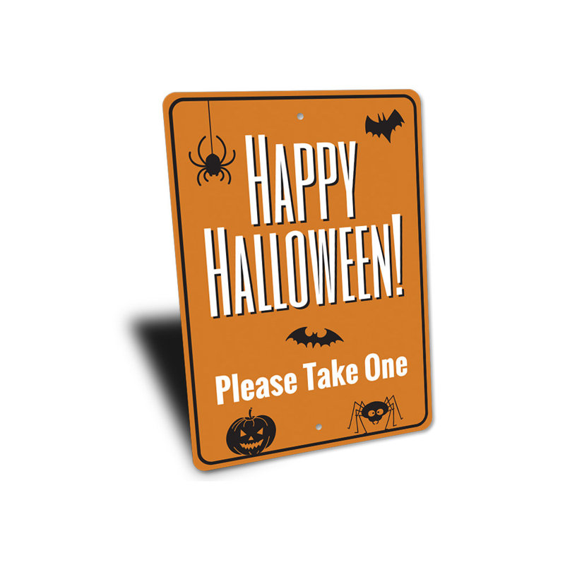 Panneau d'Halloween en aluminium, H 14 po x l 10 po x P 0,04 po