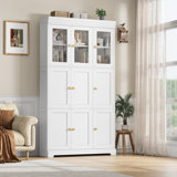 71'' H Tall American Style Standard Bookcase with 9 Doors and Adjustable Shelves