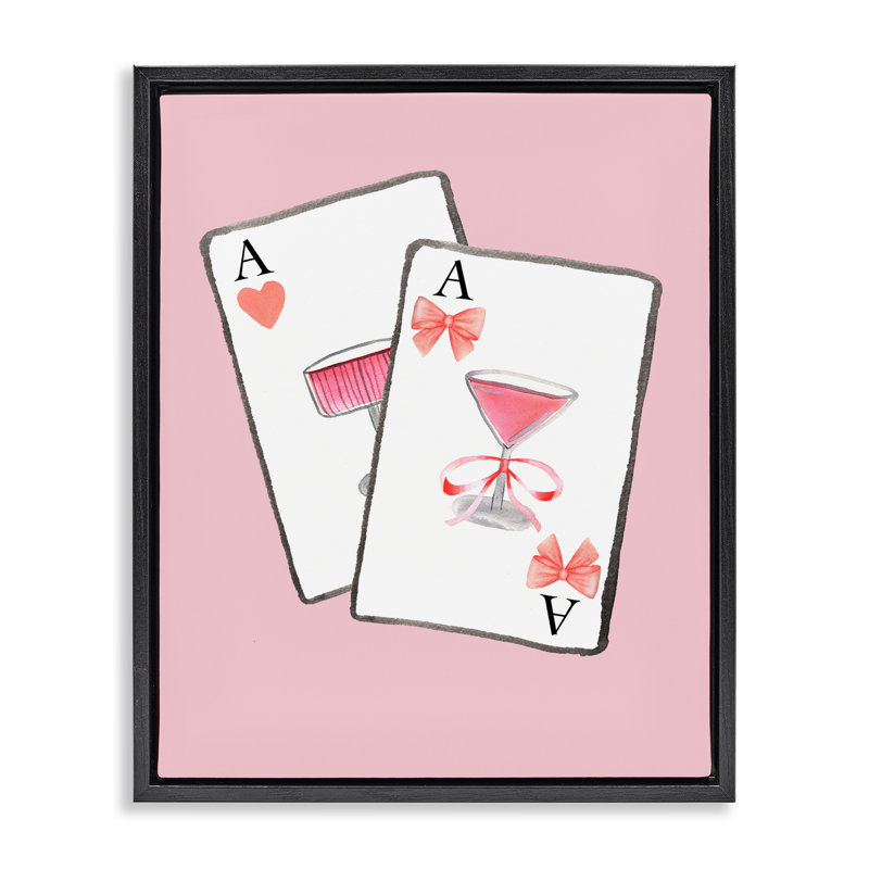 Cadre flottant avec cartes Cocktail Aces, design par Nina Jacobs, Cadre flottant noir de jais, H 21 po x l 17 po