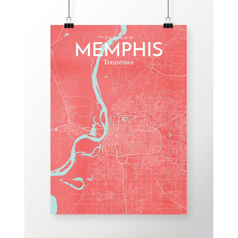 Memphis City Map - No Frame Print, 43.2cm H x 27.9cm W x 0.13cm D