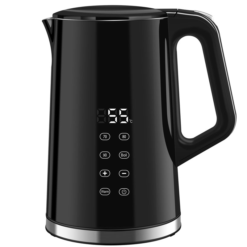 Stainless Steel Kettle 1.7 L 2200 W, with Temperature Selection 40-100°C, Digital Temperature Display, Keep Warm Function, Double Wall, Dry Boil Protection, BPA-Free, Black