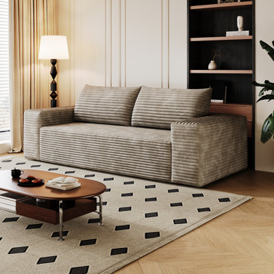 Boneless 3 Setaser Sofa, Corduroy Fabric, Deep Seat Couches, Comfy Loveseat Sofa, No Assembly, 1pcs for Living room, Bedroom, Conference room, Apartment