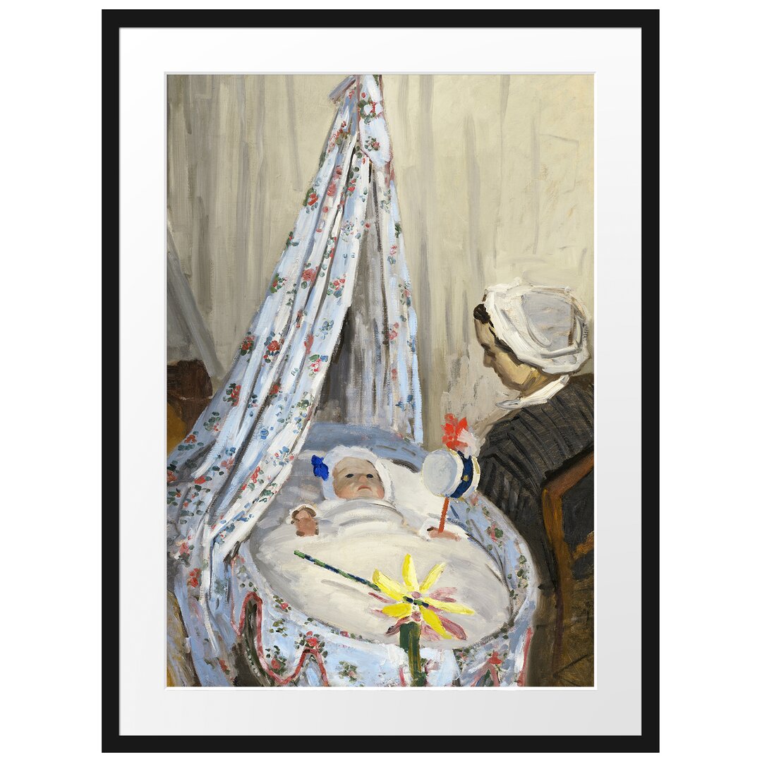 Gerahmtes Poster Die Wiege - Camille mit Jean dem Sohn von Claude Monet