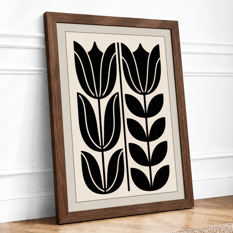 Geometric Botanicals Botanical - Framed Print, Walnut, A4 - 29.7 x 21.0 cm