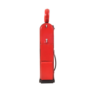 Adairis 21" Red Metal Hand Painted Gas Pump Sculpture With Clock