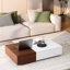 Table basse rectangulaire avec deux rangements en marbre de style noyer moderne-1486453560