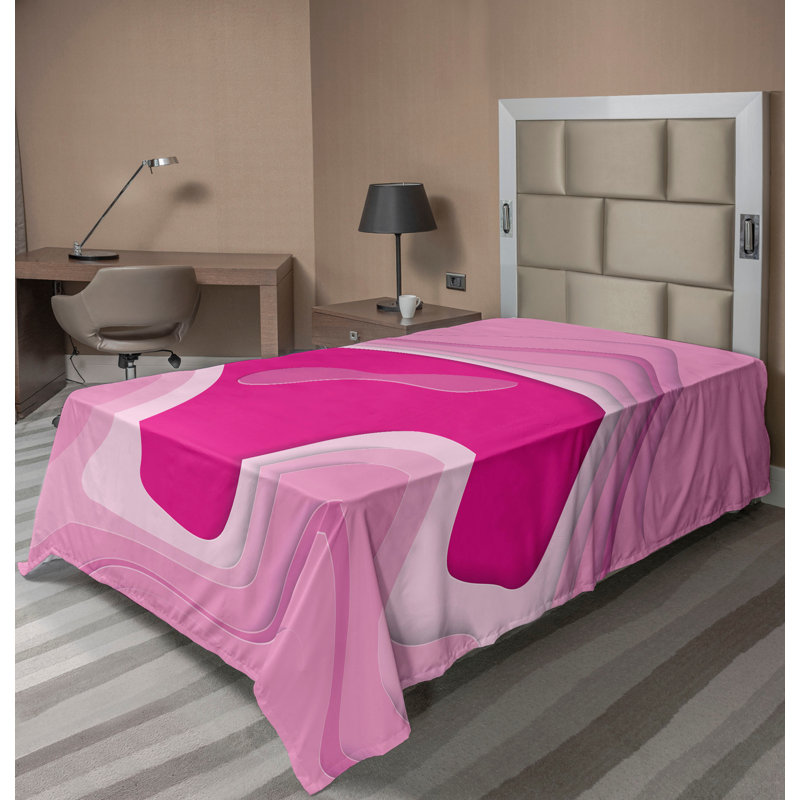 Drap plat moderne de style bohème Ambesonne, Drap plat pour lit simple, Magenta/Soft Pink/White Abstract
