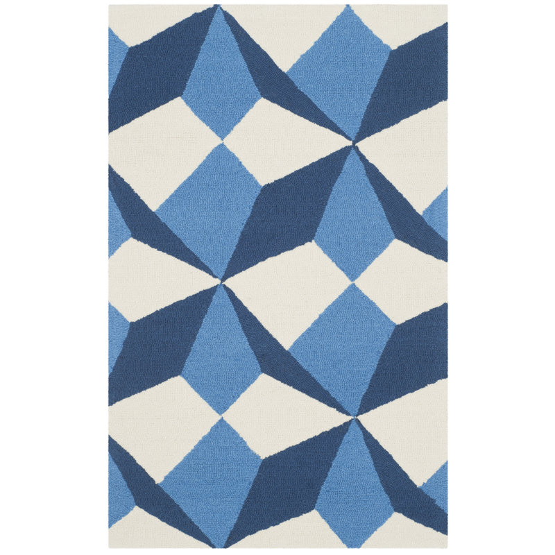 Verlana Hand Hooked Performance Geometric Rug, Rectangle 5' x 8'