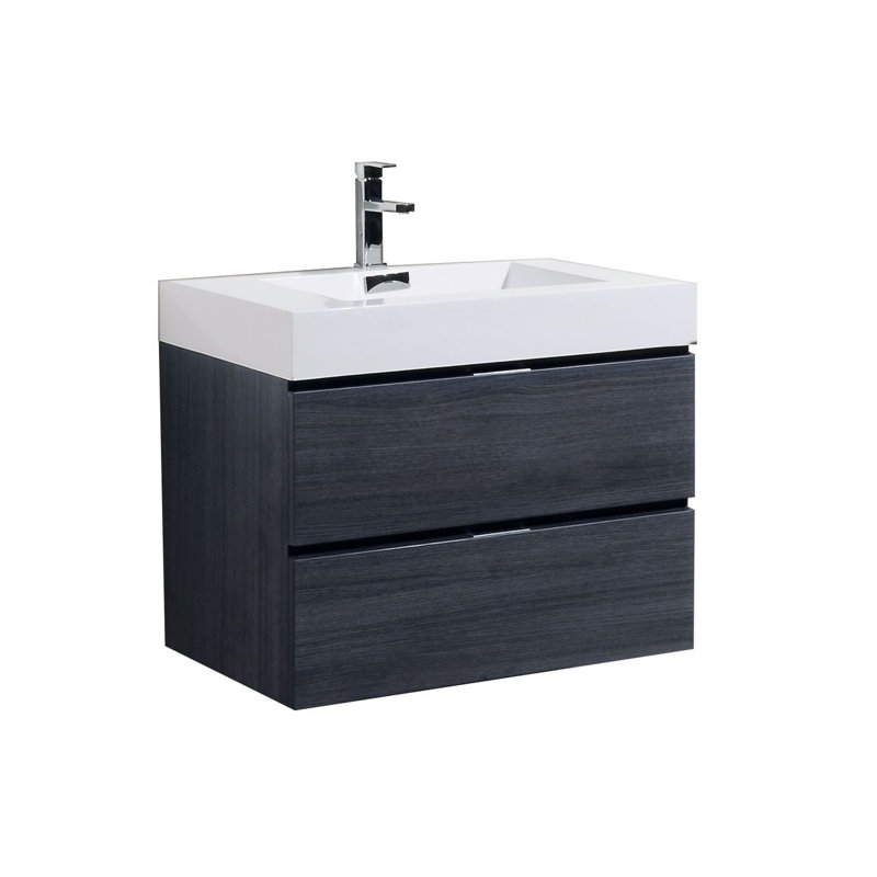 Ensemble de meuble-lavabo mural simple 30 po Royka, Chêne gris
