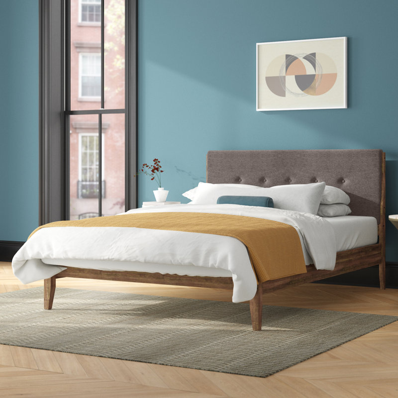 Hayworth Upholstered Platform Bed, King, Light Gray