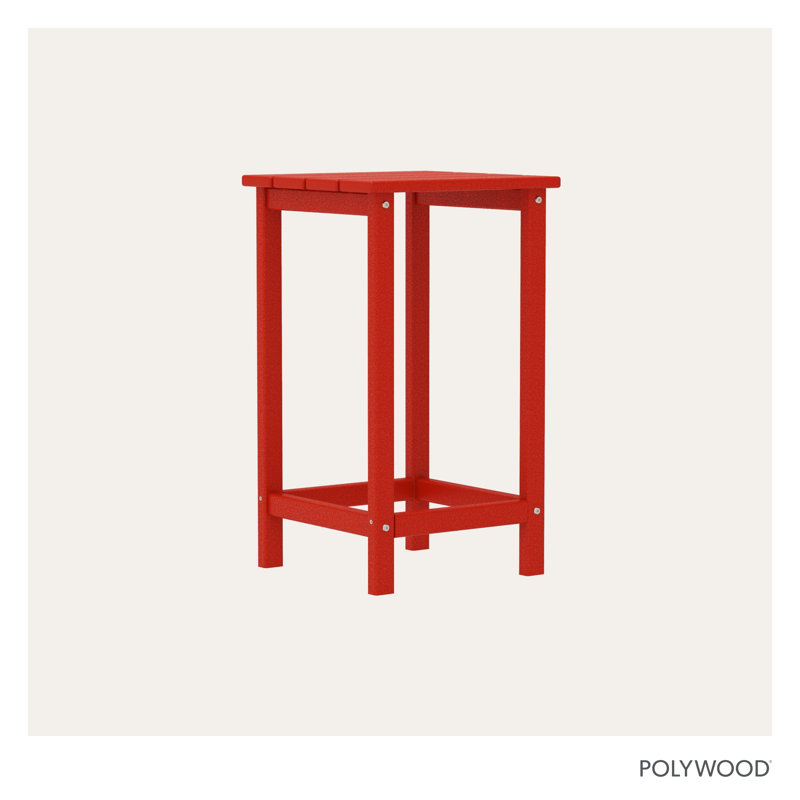 POLYWOOD Long Island 26" Counter Side Table, Sunset Red