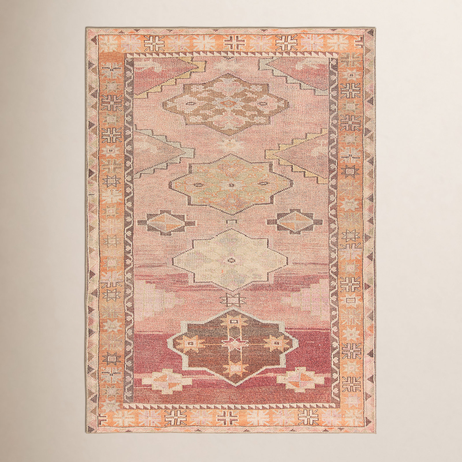 Debary Machine Washable Performance Orange/Pink/Brown Rug, Rectangle 3' x 5'
