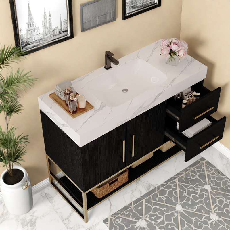 Single Bathroom Vanity with Faux Marble Top