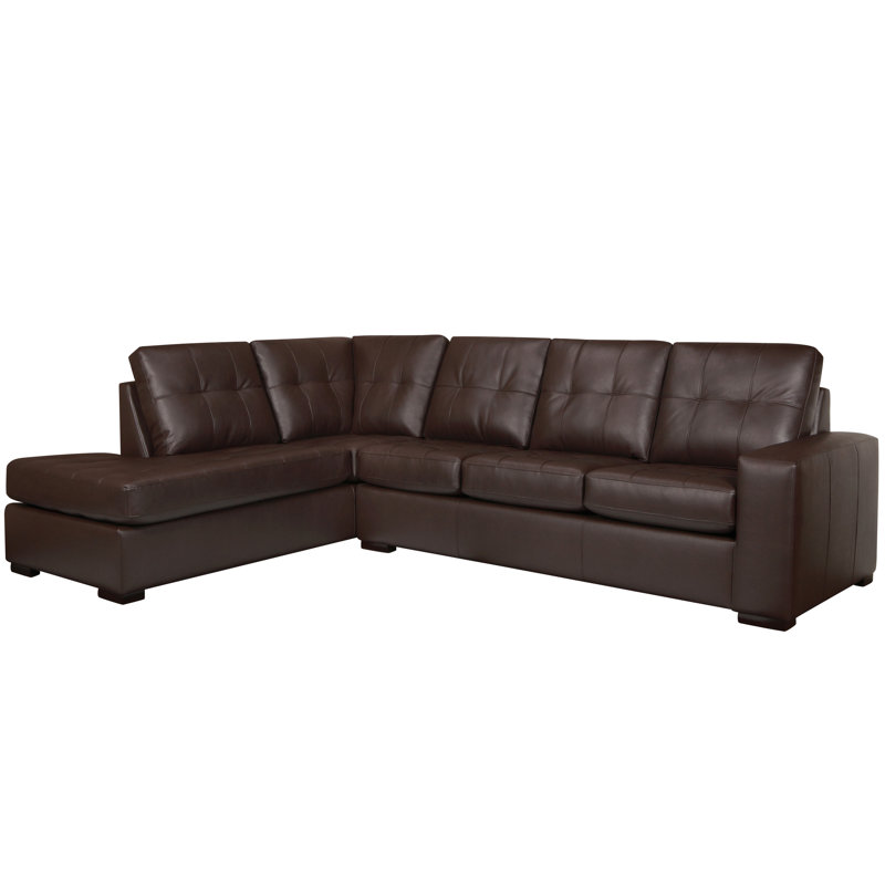 Canapé modulaire en cuir Yeprad, Face à la gauche, Cuir brun châtaignier assorti