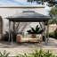 Pavillon de jardin escamotable 12 pi x 12 pi avec moustiquaire - gris-114043016