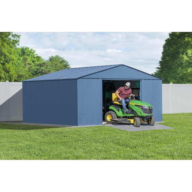 Classic Metal Shed, 14 X 12, Blue Grey, Blue Gray