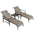 3-piece Patio Chaise Lounge Set, Textilene Patio Chaise Lounges, Side Table