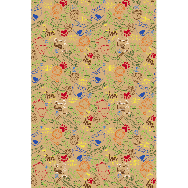 Tapis brun clair touffeté Animal Doodles, Rectangle 9 pi x 12 pi